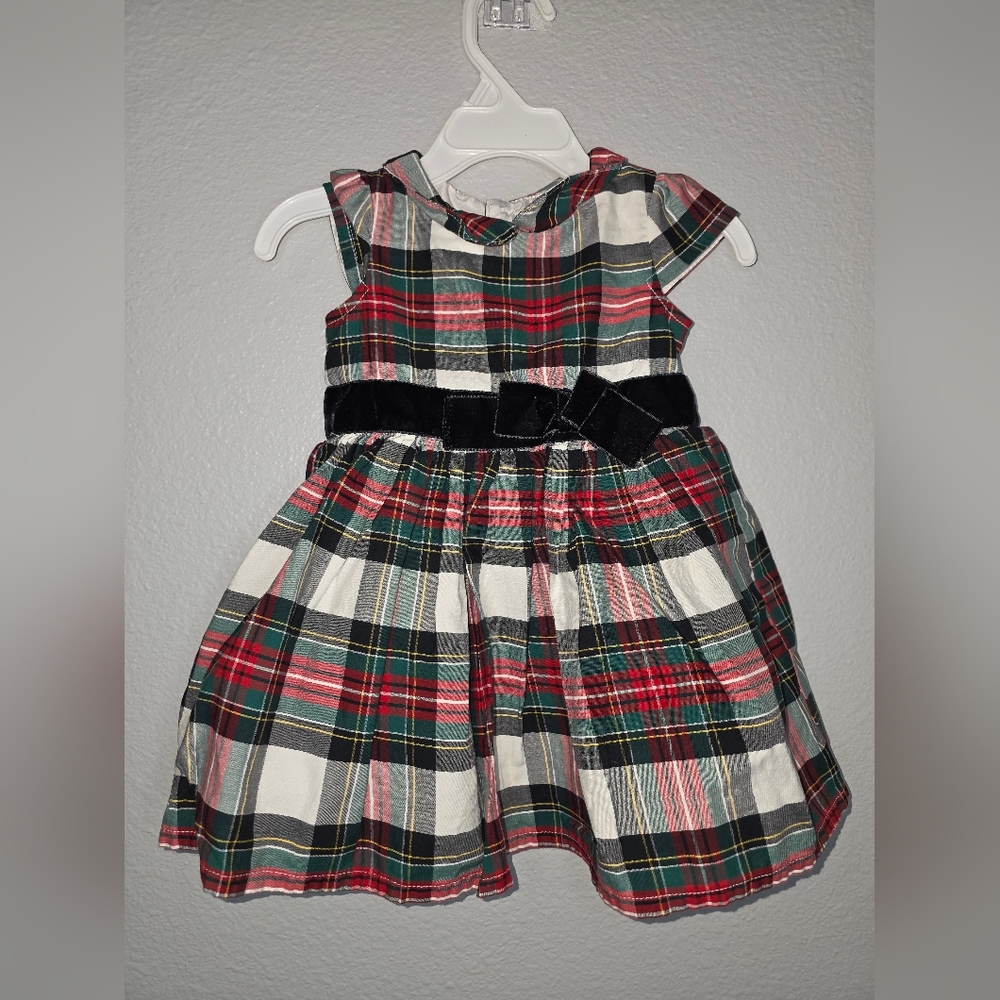 Carter's Multicolor Plaid Dress with Black Velvet Bow
